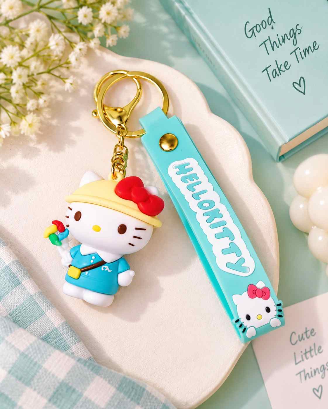 Hello Kitty Keychain | Cute Character Keyring with Decorative Strap