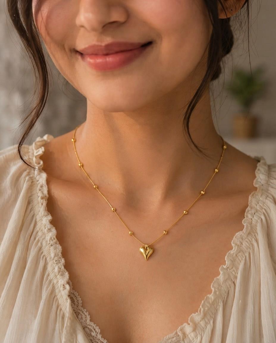 Dainty Gold Heart Pendant Necklace π