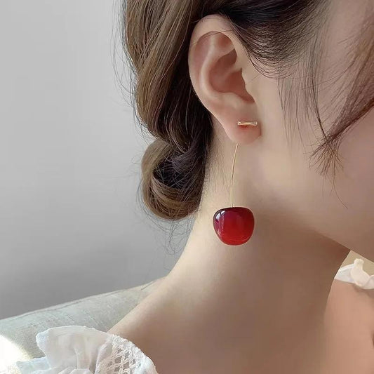 Korean Cute Cherry Long Drop Earrings