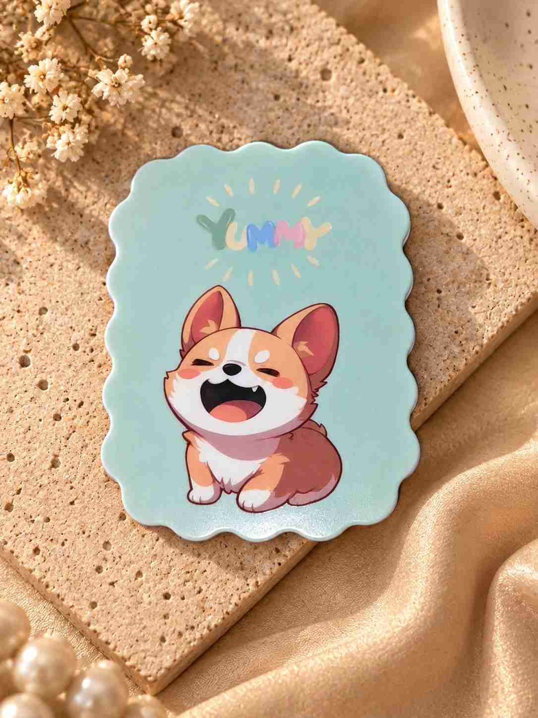 Cute Corgi Pocket Mirror | Kawaii Pastel Compact Makeup Mirror