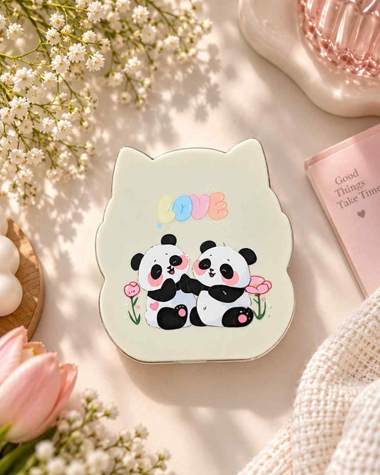 Cute Panda Cat-Shaped Compact Mirror | Kawaii Pocket Makeup Mirror