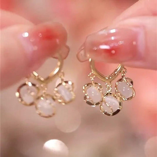 Korean Gold Plated Floral Drop Earrings