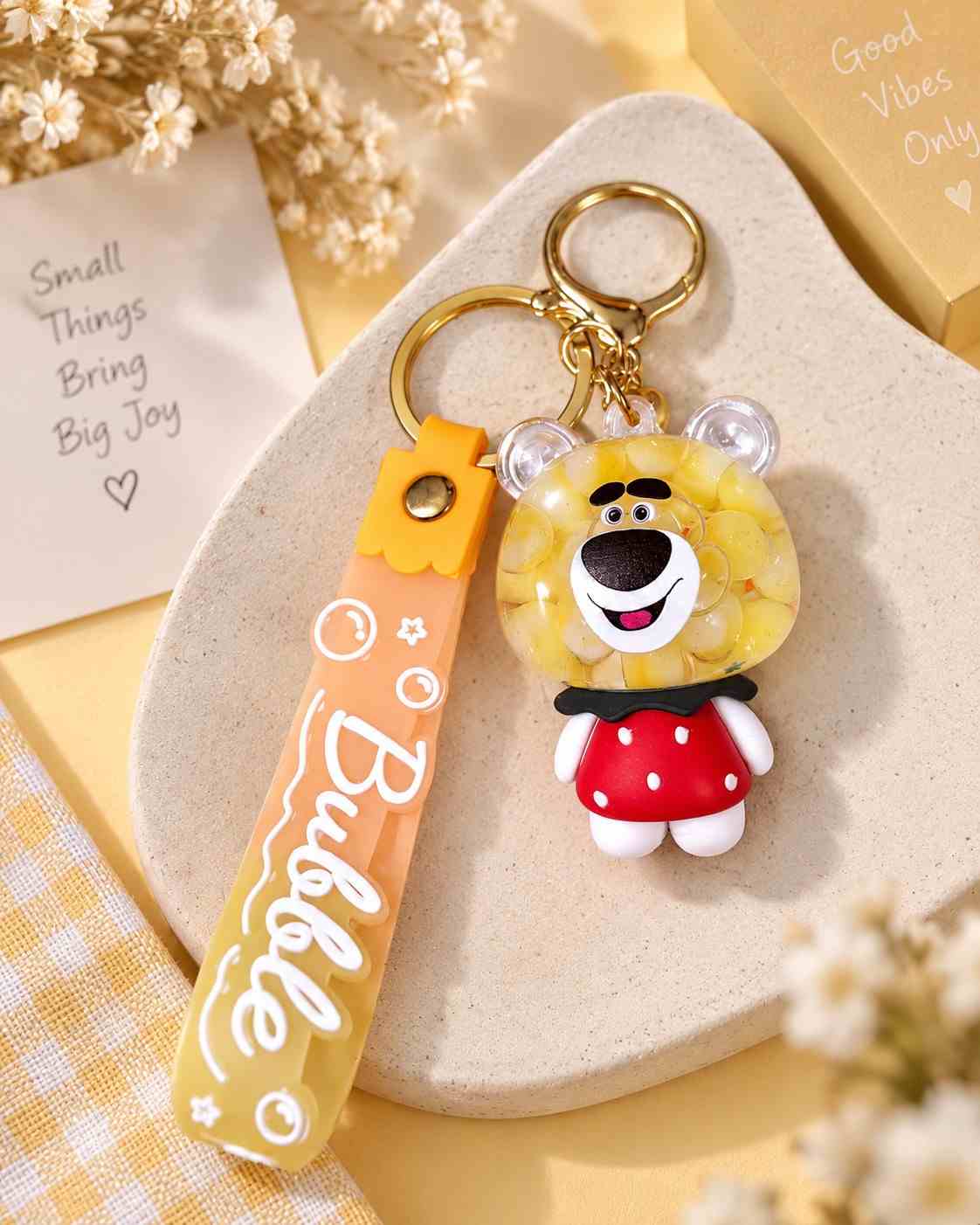Bubbly Bear Keychain | Cute Character Keyring with Decorative Strap