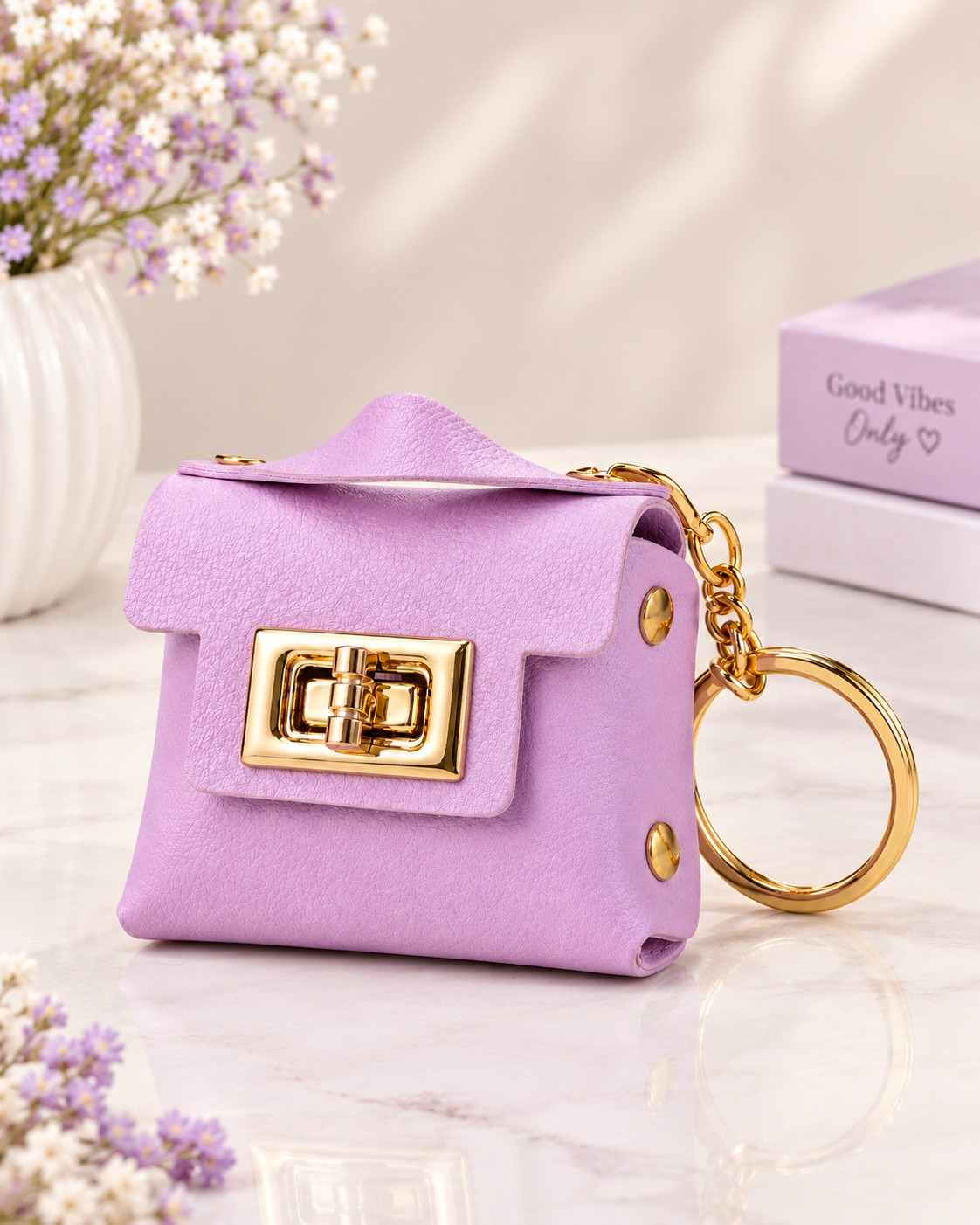 Lavender Mini Purse Keychain – Cute & Elegant Bag Charm