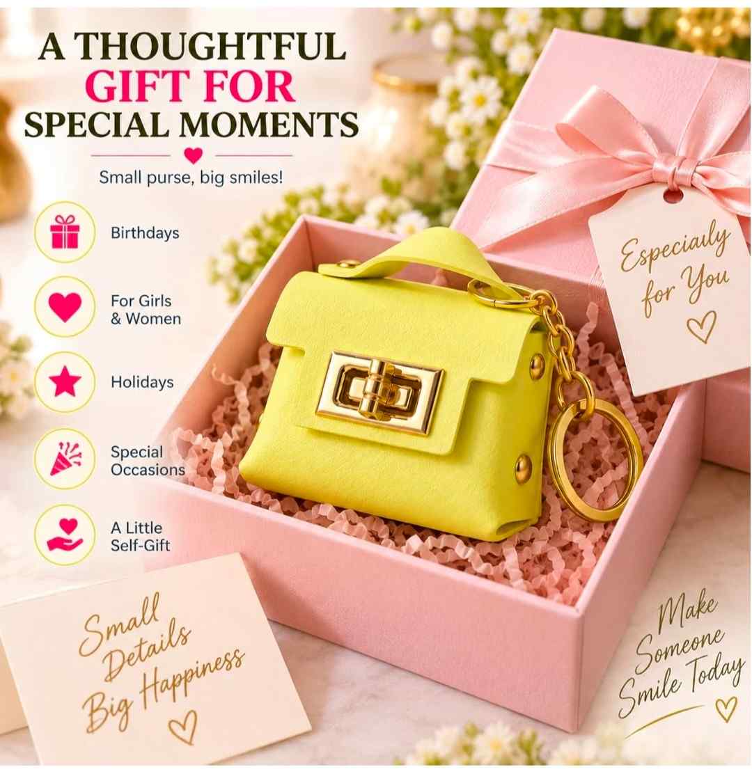 Yellow Mini Purse Keychain – Cute Bag Charm with Gold-Tone Chain