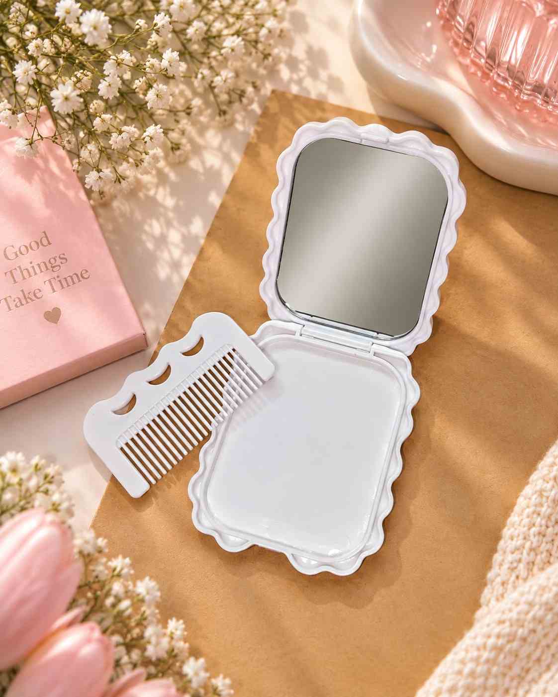 Cute Corgi Pocket Mirror | Kawaii Pastel Compact Makeup Mirror