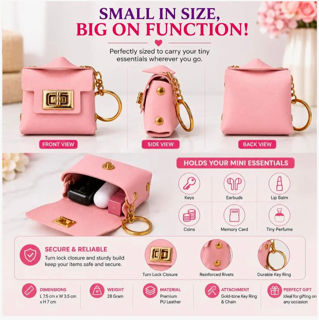 Elegant Pink Mini Purse Keychain