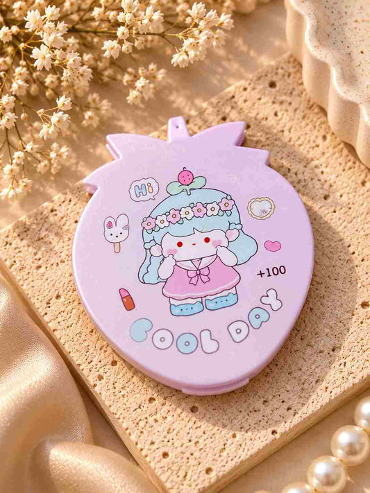 Kawaii Pink Compact Mirror with Comb | Cute Portable Pocket Mirror