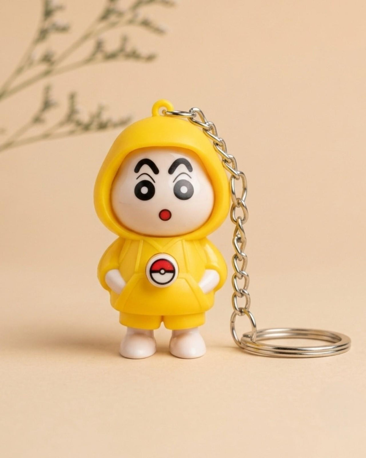 3-in-1 Face Changing Shinchan Keychain (Yellow Hoodie) – Interactive Mood Keyring