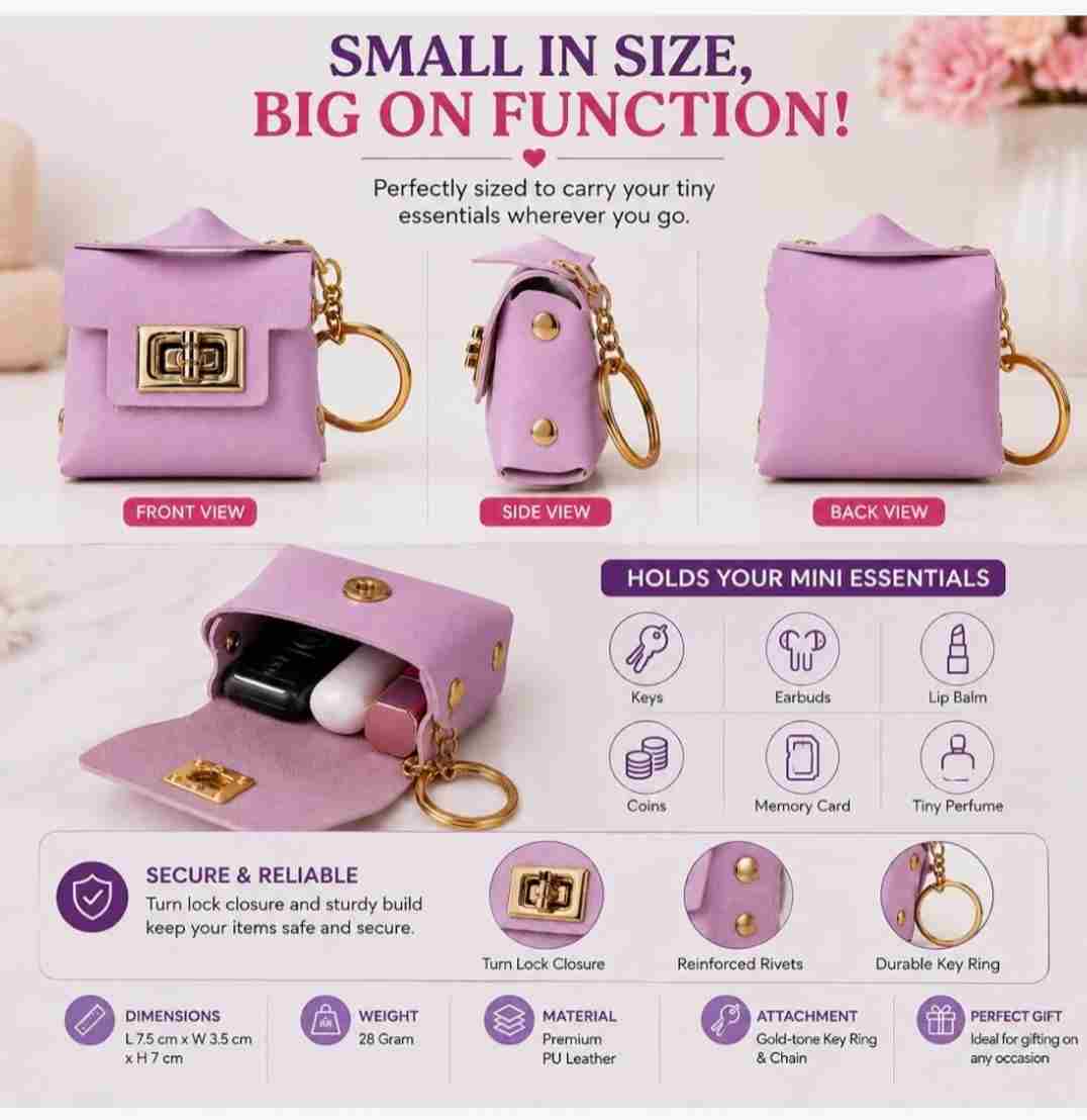 Lavender Mini Purse Keychain – Cute & Elegant Bag Charm