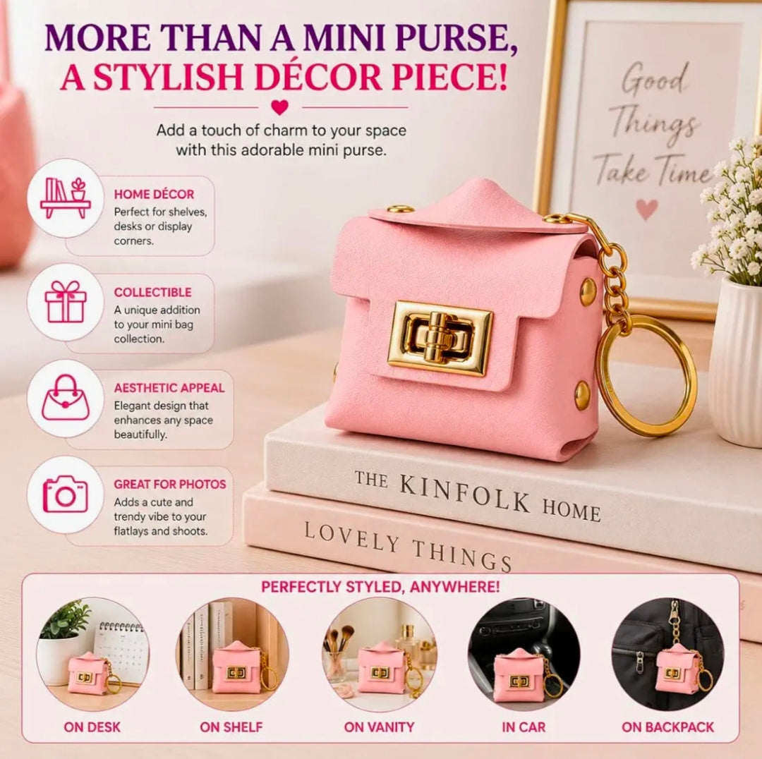 Elegant Pink Mini Purse Keychain