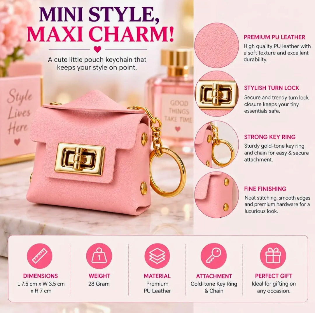 Elegant Pink Mini Purse Keychain