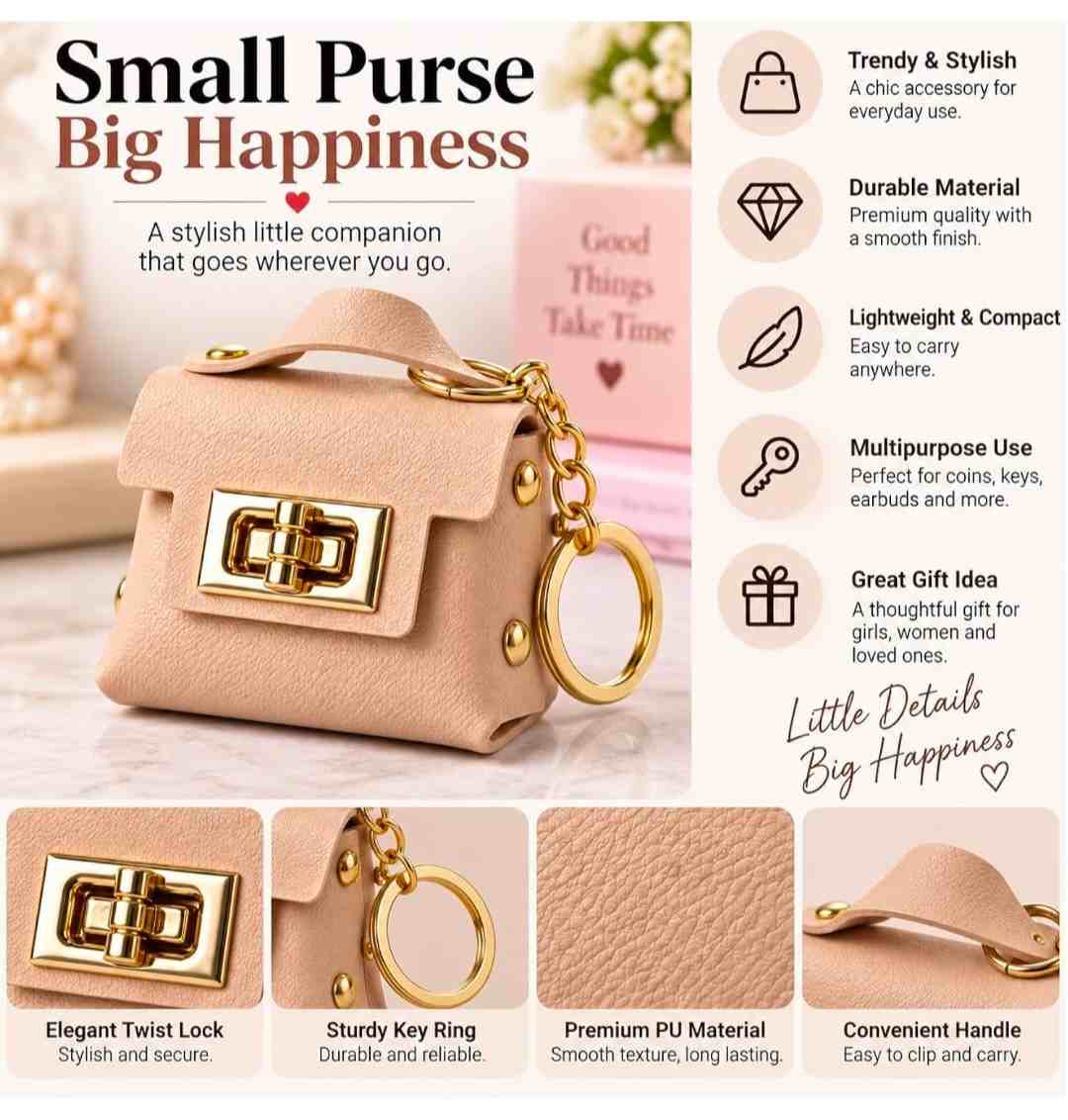 Chic Leatherette Mini Purse Keychain & Bag Charm (Being)