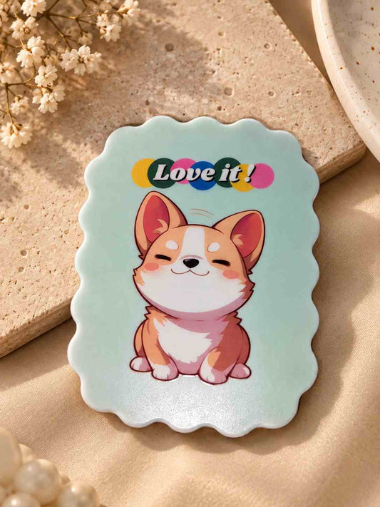 Cute Corgi Pocket Mirror | Kawaii Pastel Compact Makeup Mirror
