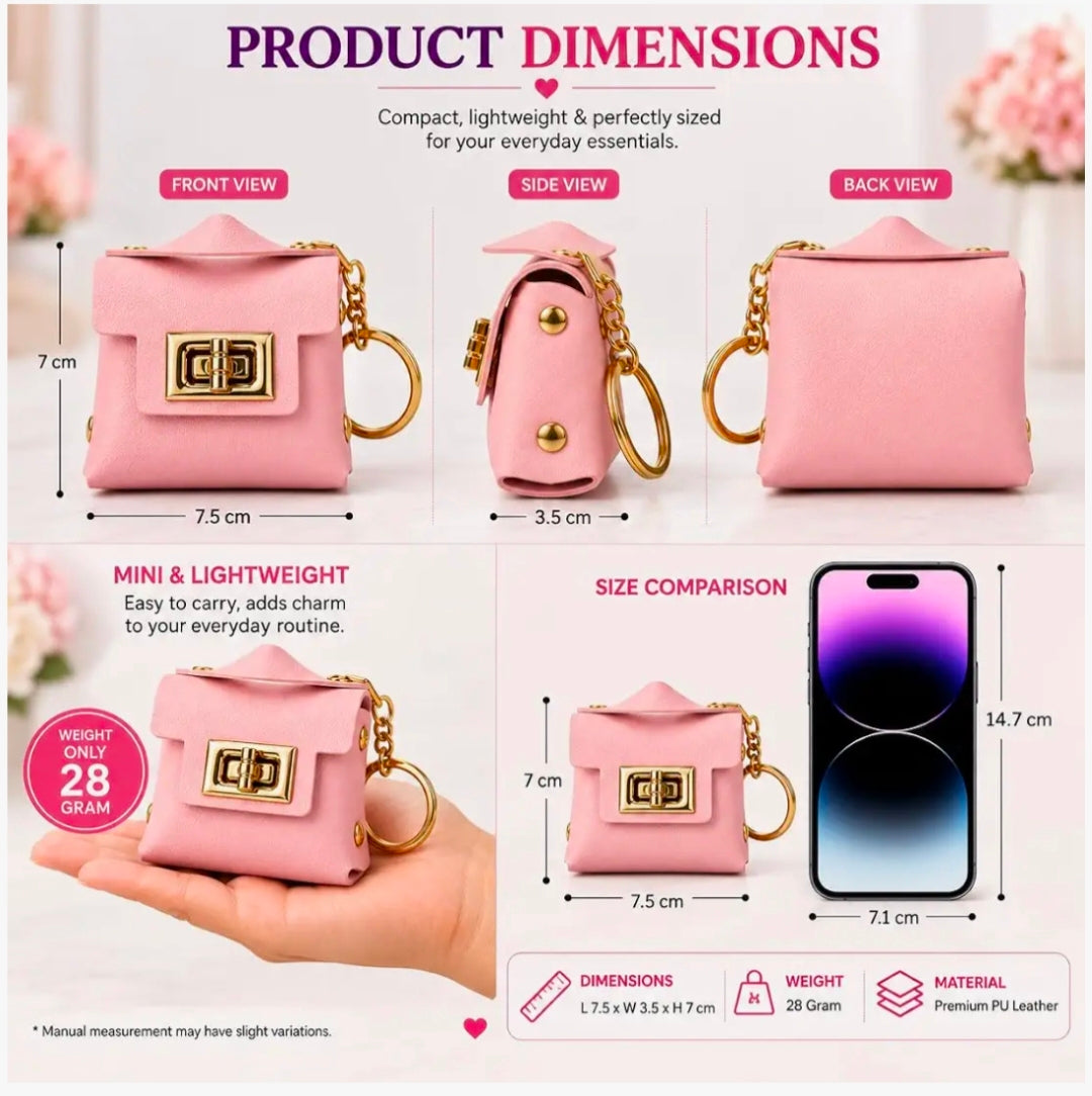 Elegant Pink Mini Purse Keychain