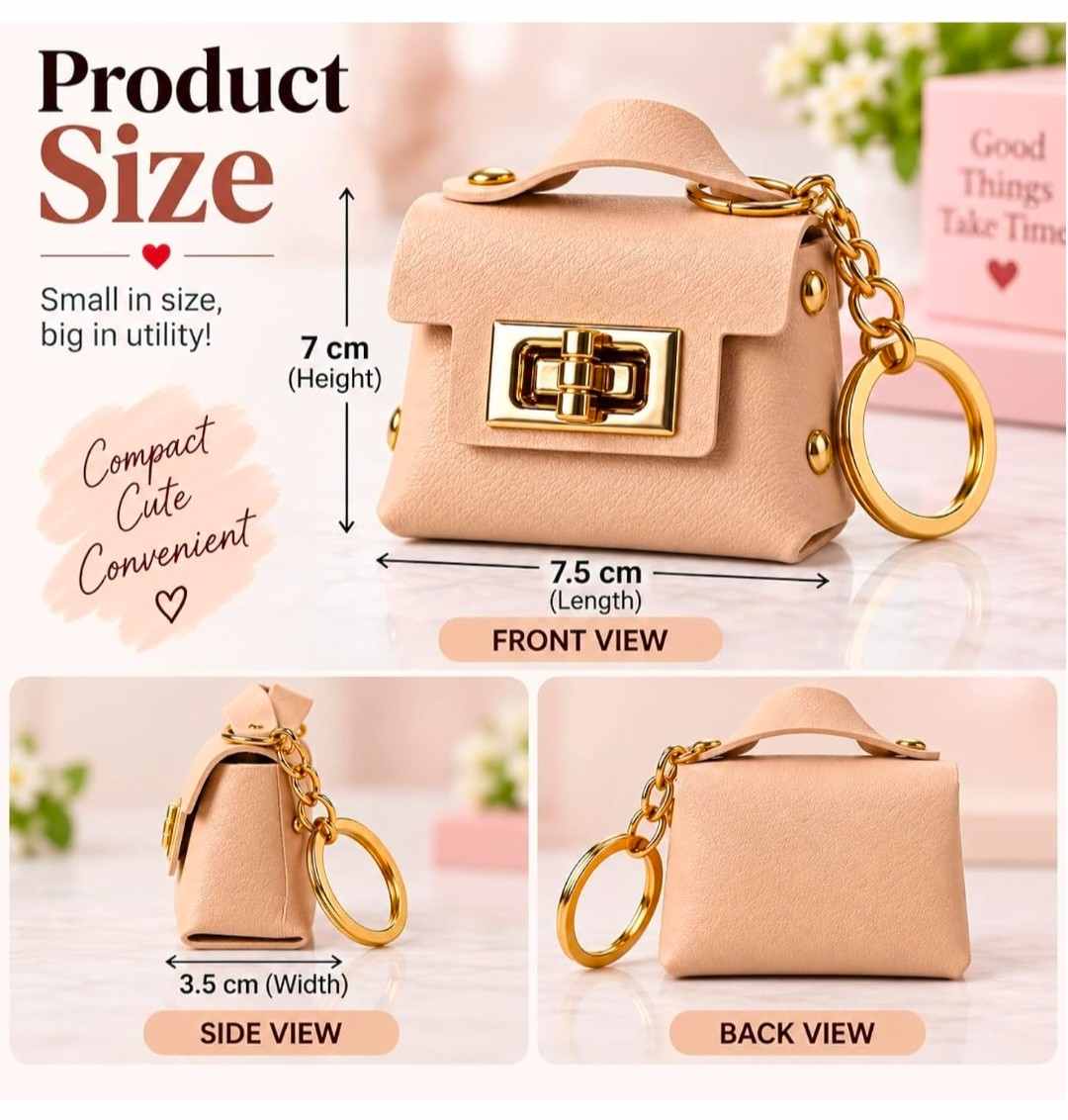 Chic Leatherette Mini Purse Keychain & Bag Charm (Being)