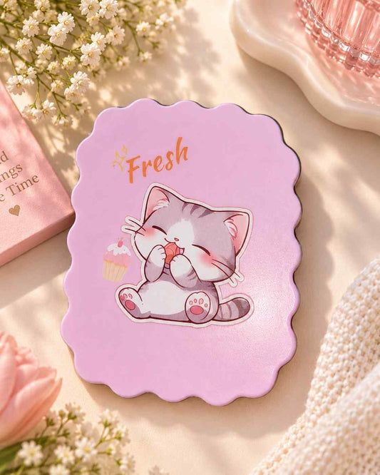 Cute Cat Pocket Mirror | Kawaii Pink Compact Makeup Mirror