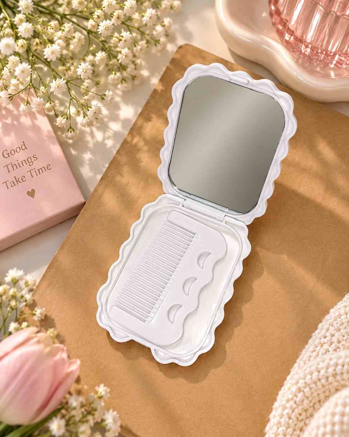 Cute Corgi Pocket Mirror | Kawaii Pastel Compact Makeup Mirror