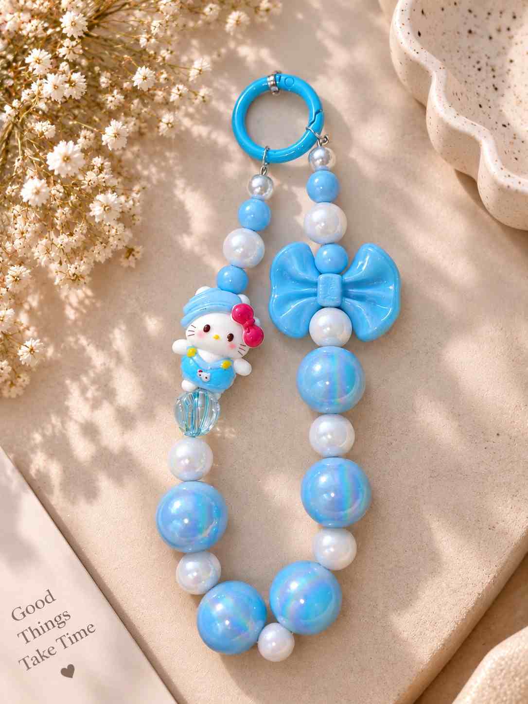 Cute Beaded Phone Charm | Kawaii Crystal & Pearl Phone Strap