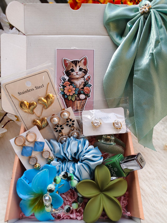 Blue Serenity Gift Box – Jewelry, Hair Accessories & Beauty Set 🎀