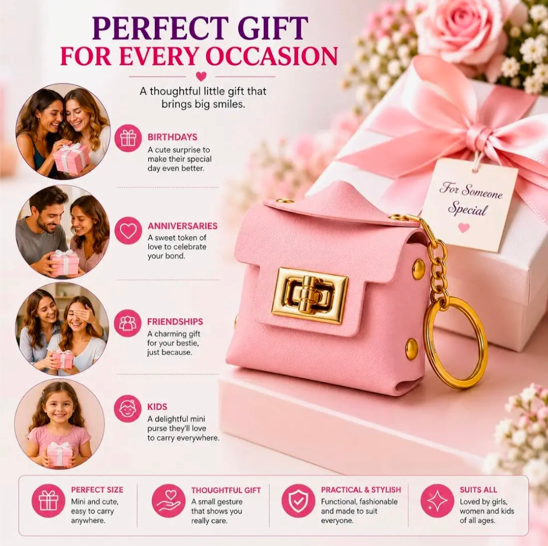 Elegant Pink Mini Purse Keychain