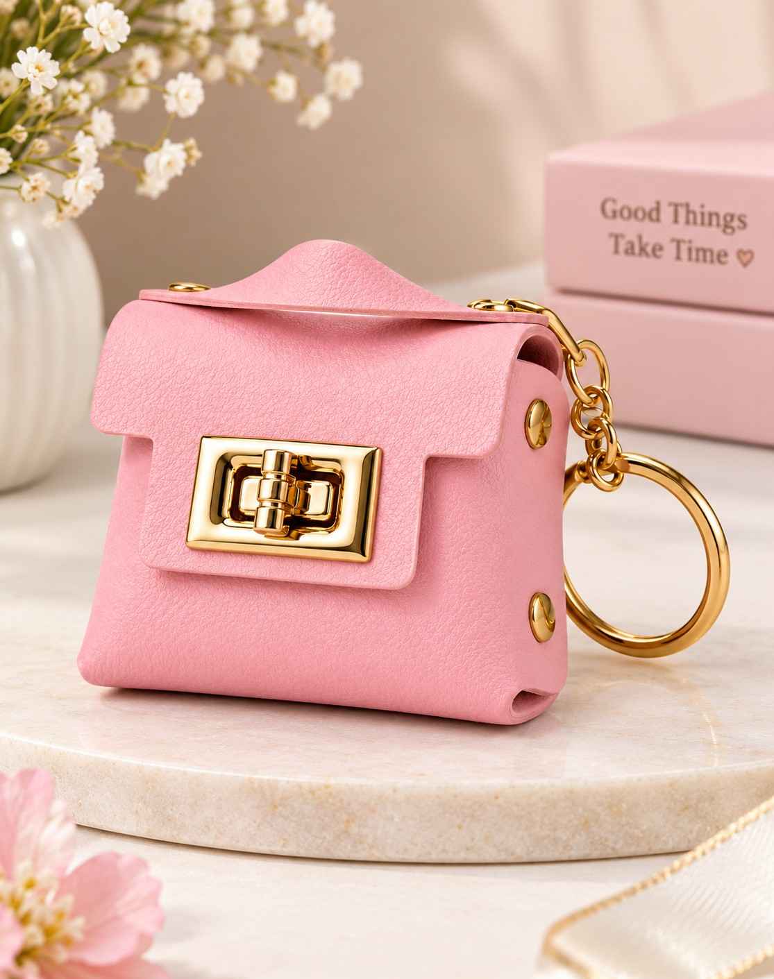 Elegant Pink Mini Purse Keychain