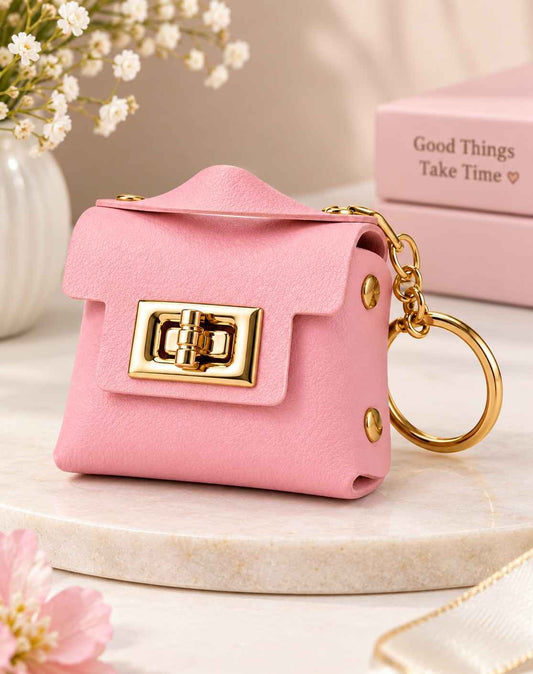 Elegant Pink Mini Purse Keychain