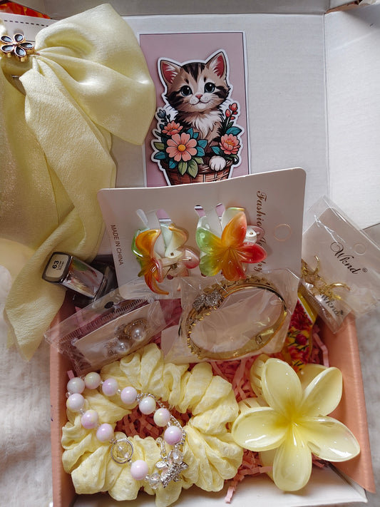 Yellow Sunshine Gift Hamper for Girls – Hair Accessories & Jewelry Box