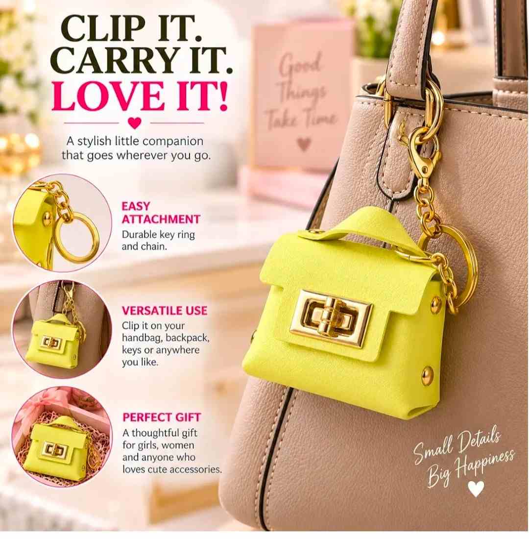 Yellow Mini Purse Keychain – Cute Bag Charm with Gold-Tone Chain