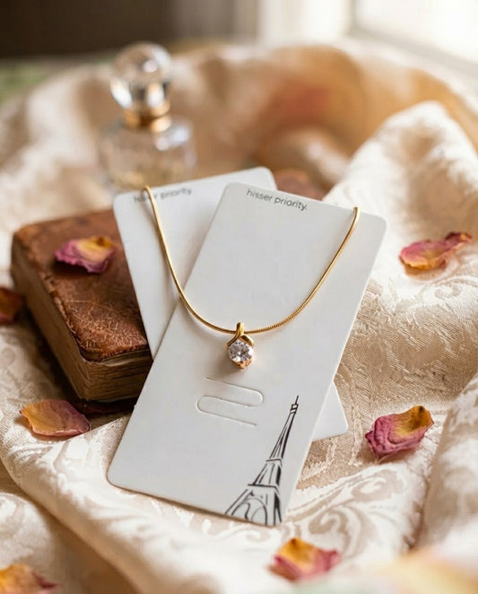 Parisian Chic Solitaire Stone Necklace